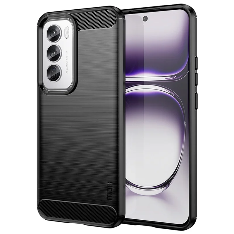 MOFI JK TPU Series-1 For Oppo Reno12 5G (Global) Case Carbon Fiber Texture TPU Soft Phone Cover - Black