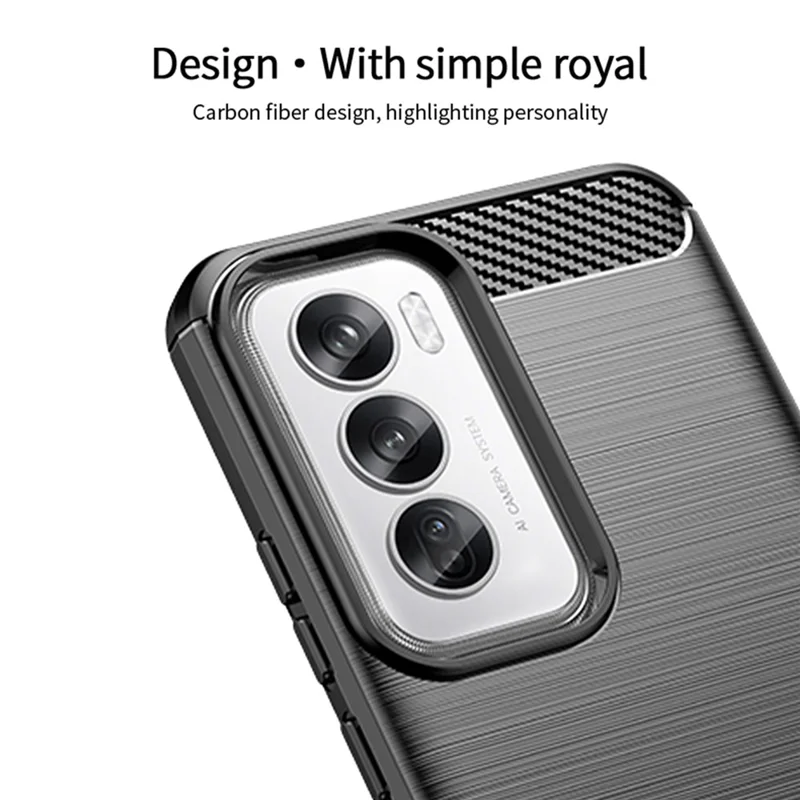 MOFI JK TPU Series-1 For Oppo Reno12 5G (Global) Case Carbon Fiber Texture TPU Soft Phone Cover - Black
