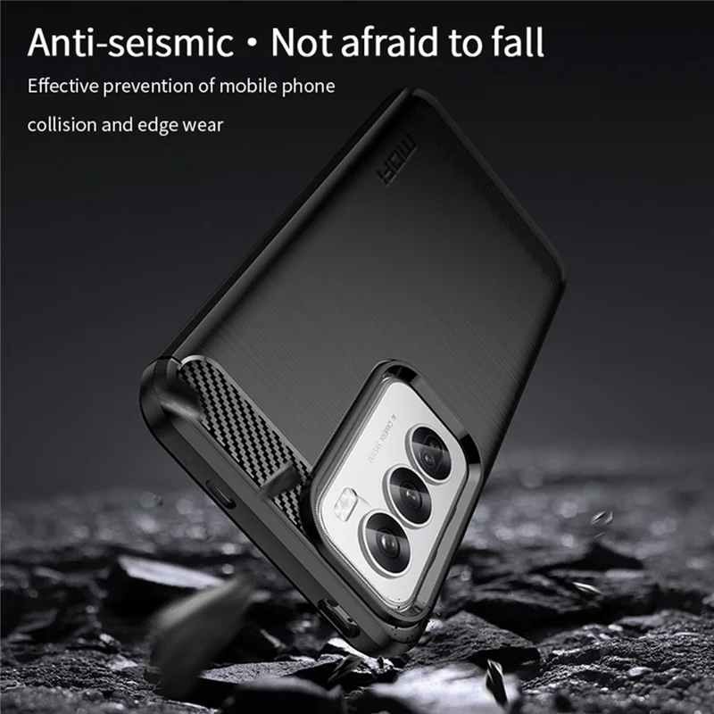 MOFI JK TPU Series-1 For Oppo Reno12 5G (Global) Case Carbon Fiber Texture TPU Soft Phone Cover - Black