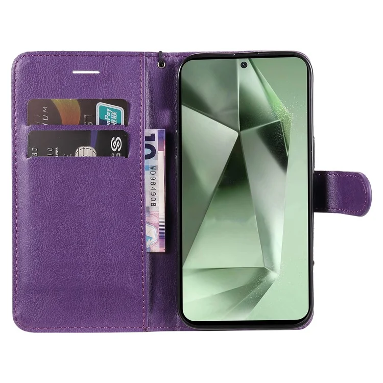 Чехол-флип для Samsung Galaxy S24 FE KT Leather Series-2, чехол-подставка, 2 слота для карт - фиолетовый