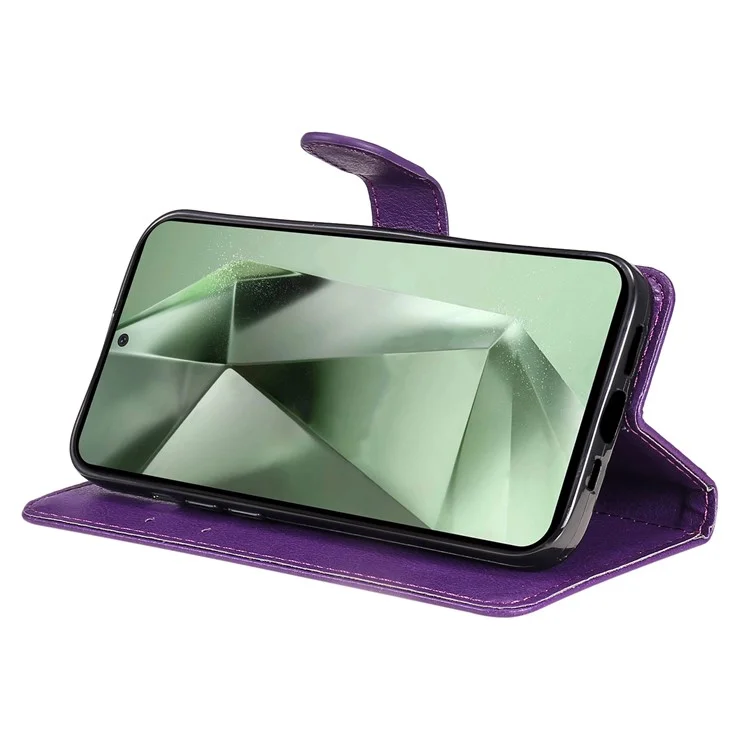 Чехол-флип для Samsung Galaxy S24 FE KT Leather Series-2, чехол-подставка, 2 слота для карт - фиолетовый