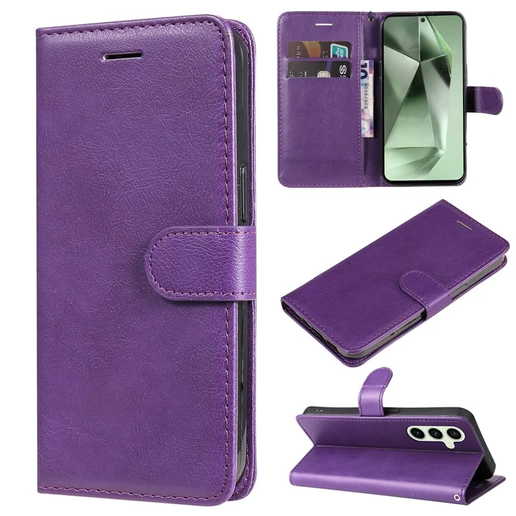 Чехол-флип для Samsung Galaxy S24 FE KT Leather Series-2, чехол-подставка, 2 слота для карт - фиолетовый