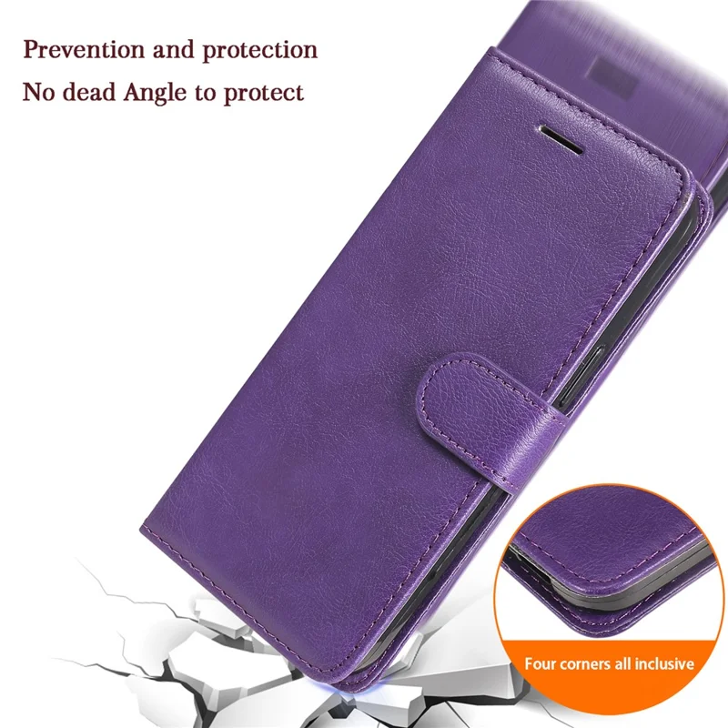 For Samsung Galaxy S24 FE Case Solid Color Leather Mobile Cover Wallet Stand with Strap - Black