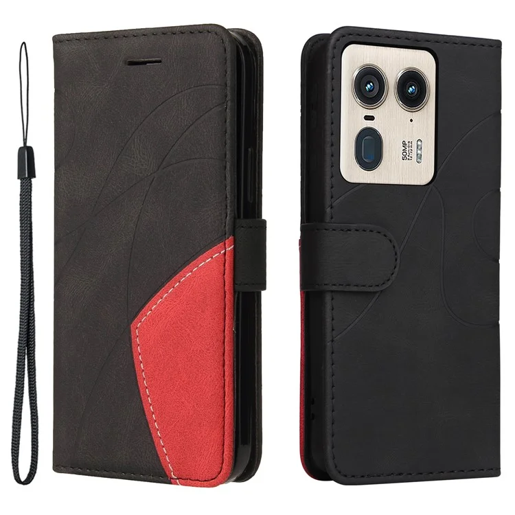 KT Leather Series-1 Per Motorola Edge 50 Ultra 5G / Moto X50 Ultra 5G Cover in Pelle Effetto Colore - Nero