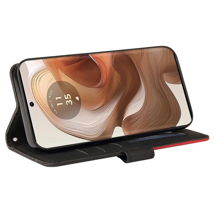 KT Leather Series-1 Per Motorola Edge 50 Ultra 5G / Moto X50 Ultra 5G Cover in Pelle Effetto Colore - Nero