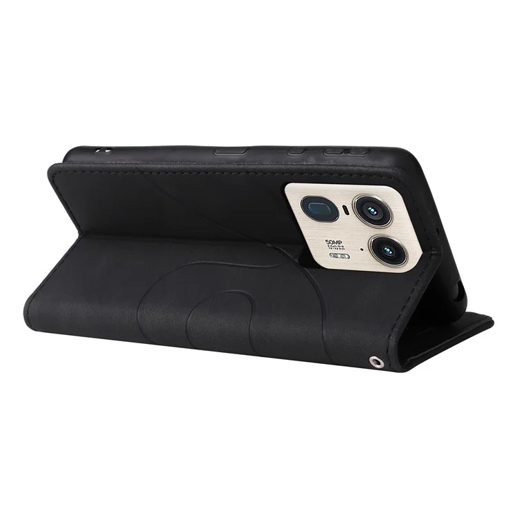 KT Leather Series-1 Per Motorola Edge 50 Ultra 5G / Moto X50 Ultra 5G Cover in Pelle Effetto Colore - Nero