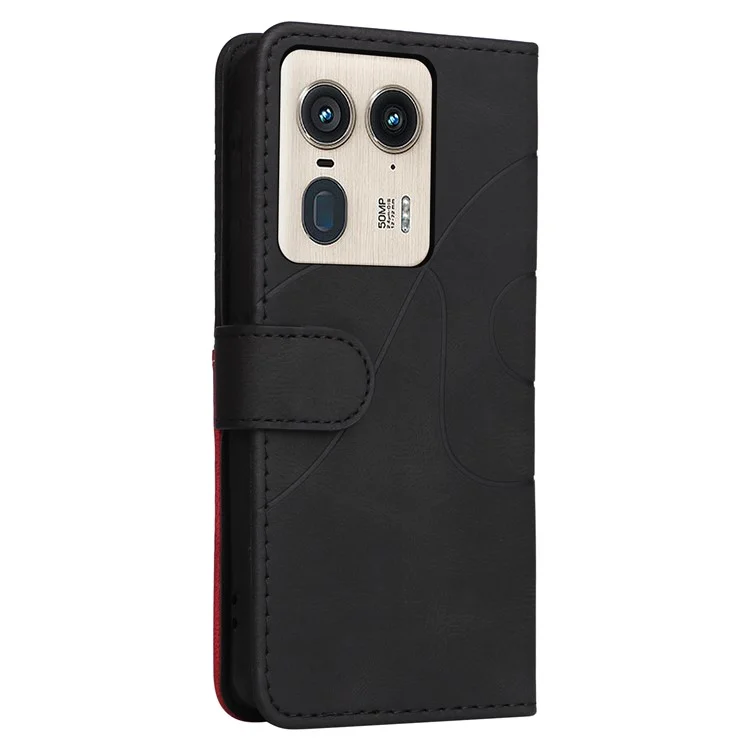 KT Leather Series-1 Per Motorola Edge 50 Ultra 5G / Moto X50 Ultra 5G Cover in Pelle Effetto Colore - Nero