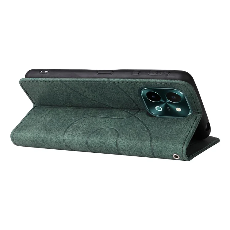 For vivo Y28 4G Leather Case Wallet Stand Color Splicing Phone Cover  - Green