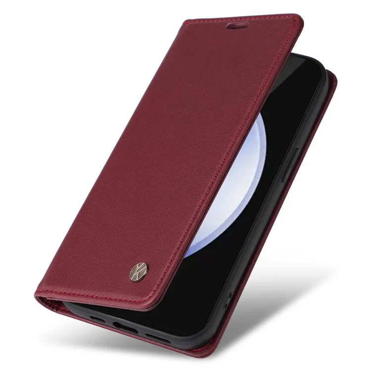 YIKATU YK-001 Für Samsung Galaxy S24 FE Hülle Ständer Magnetische Absorption Leder Handyhülle - Weinrot