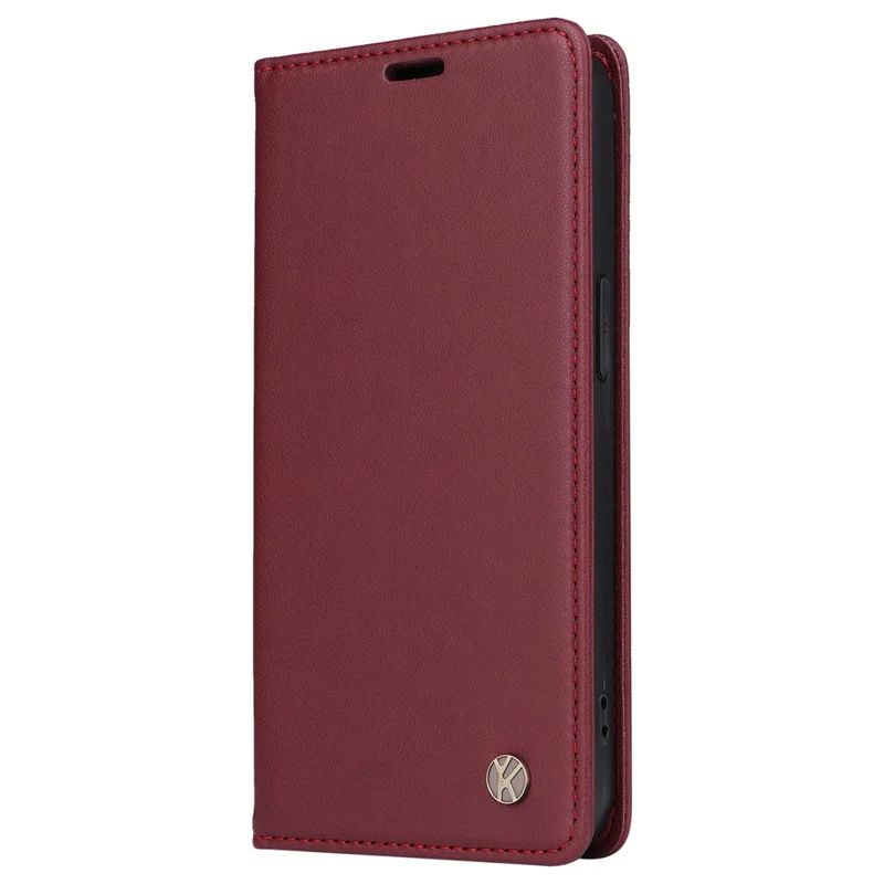 YIKATU YK-001 Für Samsung Galaxy S24 FE Hülle Ständer Magnetische Absorption Leder Handyhülle - Weinrot