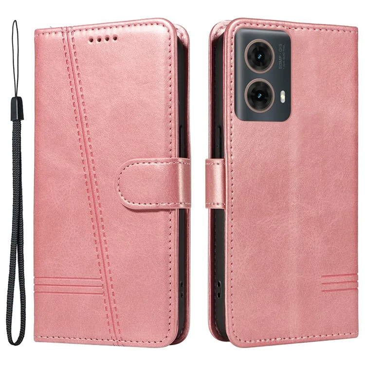 Per Motorola Moto G85 5G / S50 Neo 5G Custodia Portafoglio in Pelle PU Cover Telefono a Forma di T - Oro Rosa