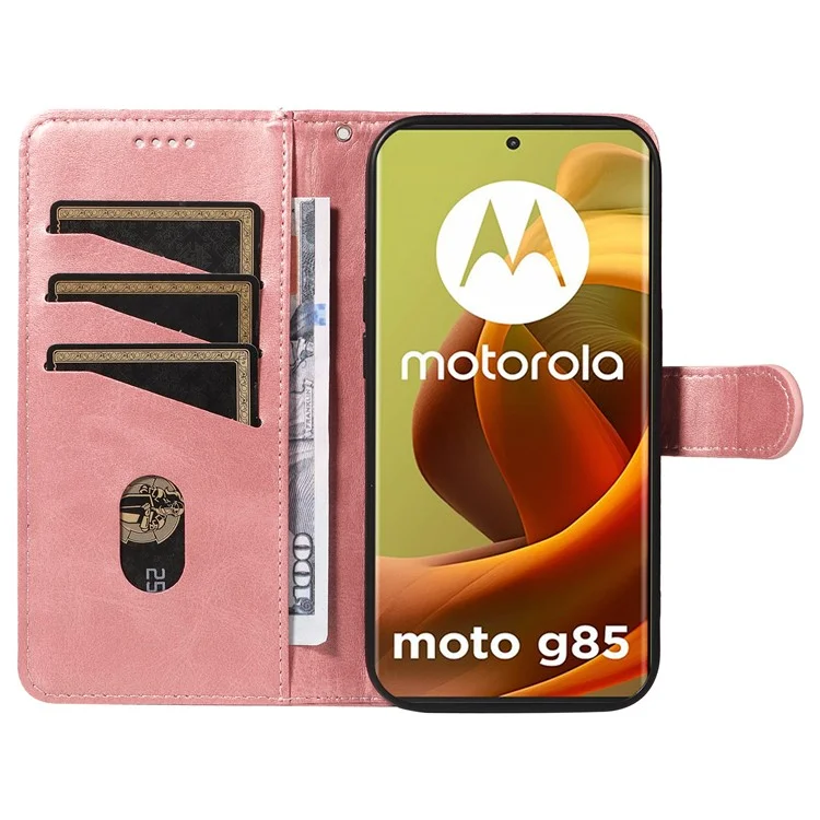 Per Motorola Moto G85 5G / S50 Neo 5G Custodia Portafoglio in Pelle PU Cover Telefono a Forma di T - Oro Rosa