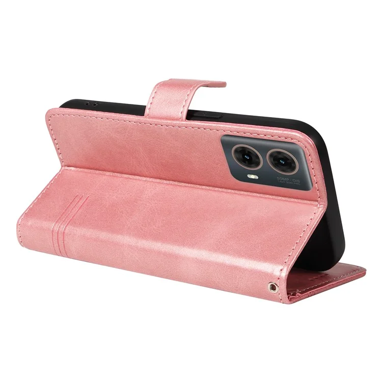 Per Motorola Moto G85 5G / S50 Neo 5G Custodia Portafoglio in Pelle PU Cover Telefono a Forma di T - Oro Rosa
