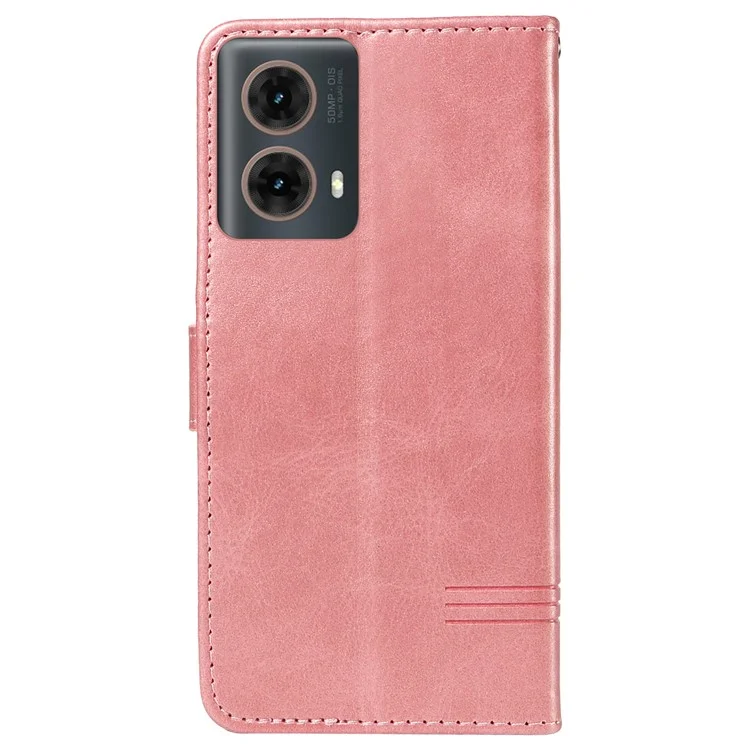 Per Motorola Moto G85 5G / S50 Neo 5G Custodia Portafoglio in Pelle PU Cover Telefono a Forma di T - Oro Rosa