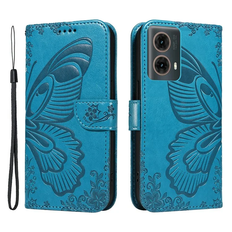 Para Motorola Moto G85 5G / S50 Neo 5G Funda Imprimir Mariposa Cuero PU Cartera Tapa Móvil - Azul