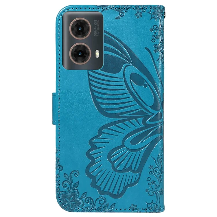 Para Motorola Moto G85 5G / S50 Neo 5G Funda Imprimir Mariposa Cuero PU Cartera Tapa Móvil - Azul