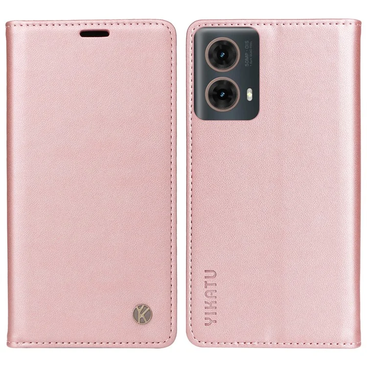 YIKATU YK-001 Для Motorola Moto G85 5G / S50 Neo 5G Чехол-книжка Сильный магнитный кожаный чехол для телефона - Rose Gold