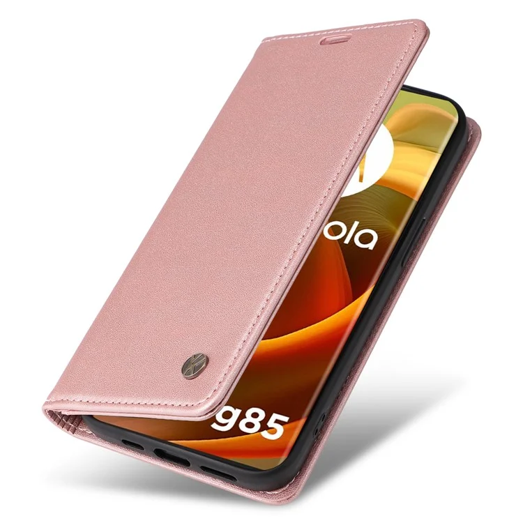 YIKATU YK-001 Для Motorola Moto G85 5G / S50 Neo 5G Чехол-книжка Сильный магнитный кожаный чехол для телефона - Rose Gold
