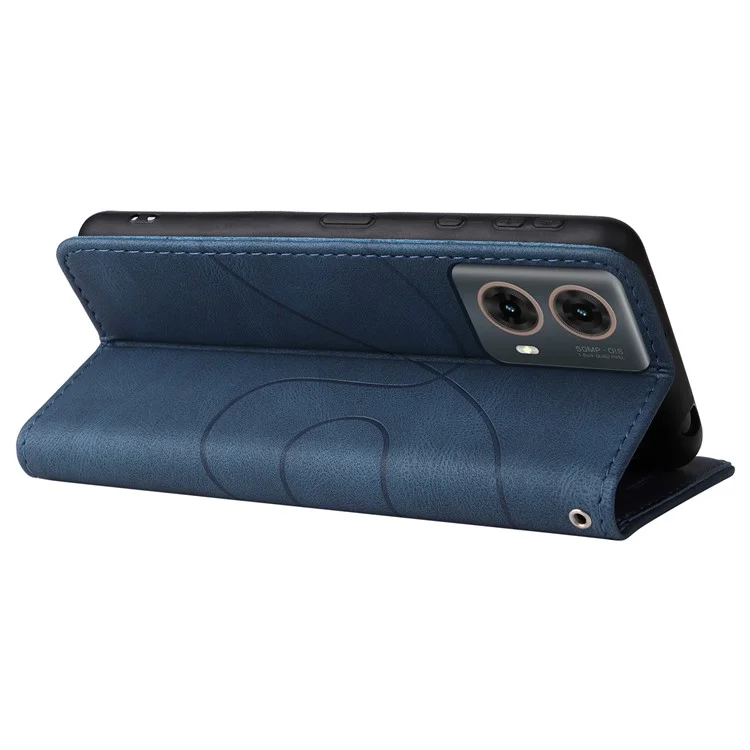 KT Leather Series-1 Para Motorola Moto G85 5G / S50 Neo 5G Capa Carteira de Couro com Cor Contrastante - Azul