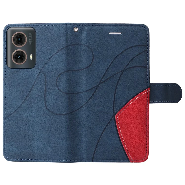 KT Leather Series-1 Para Motorola Moto G85 5G / S50 Neo 5G Capa Carteira de Couro com Cor Contrastante - Azul