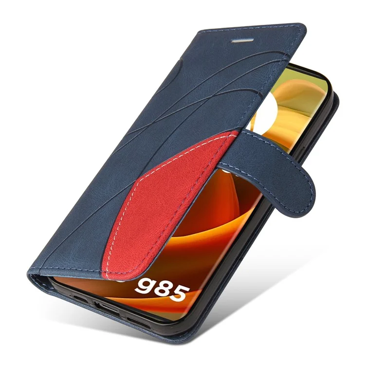 KT Leather Series-1 Para Motorola Moto G85 5G / S50 Neo 5G Capa Carteira de Couro com Cor Contrastante - Azul