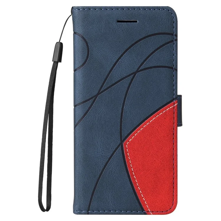 KT Leather Series-1 Para Motorola Moto G85 5G / S50 Neo 5G Capa Carteira de Couro com Cor Contrastante - Azul