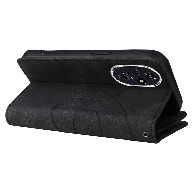 KT Multi-Function Series-5 For Honor 200 5G Cover PU Leather Dual Color Splicing Cell Phone Case - Preto