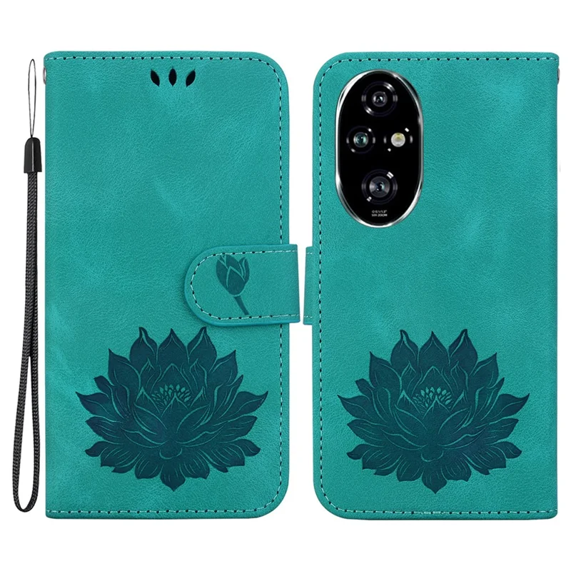 Pour Honor 200 Pro 5G Case Lotus Imprint Leather Wallet Phone Cover - Vert