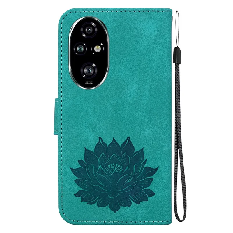 Pour Honor 200 Pro 5G Case Lotus Imprint Leather Wallet Phone Cover - Vert