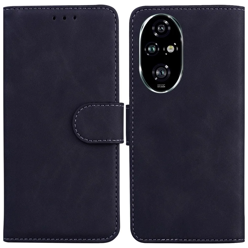 For Honor 200 Pro 5G Phone Case Solid Color Leather Cover Mobile Accessories Wholesale - Black