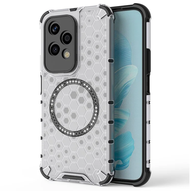 For Honor 200 Lite Coque Magnétique Honeycomb TPU+PC - Transparent