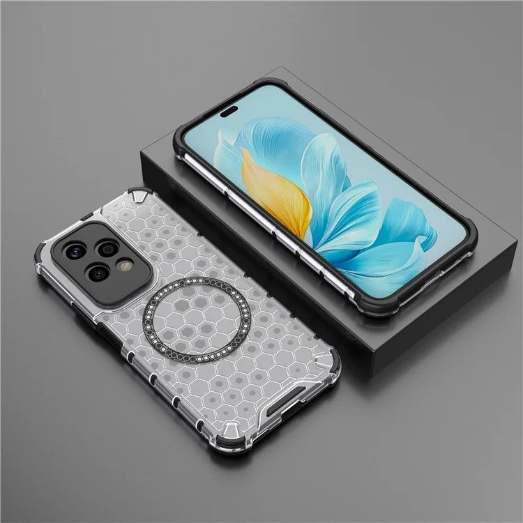 For Honor 200 Lite Coque Magnétique Honeycomb TPU+PC - Transparent