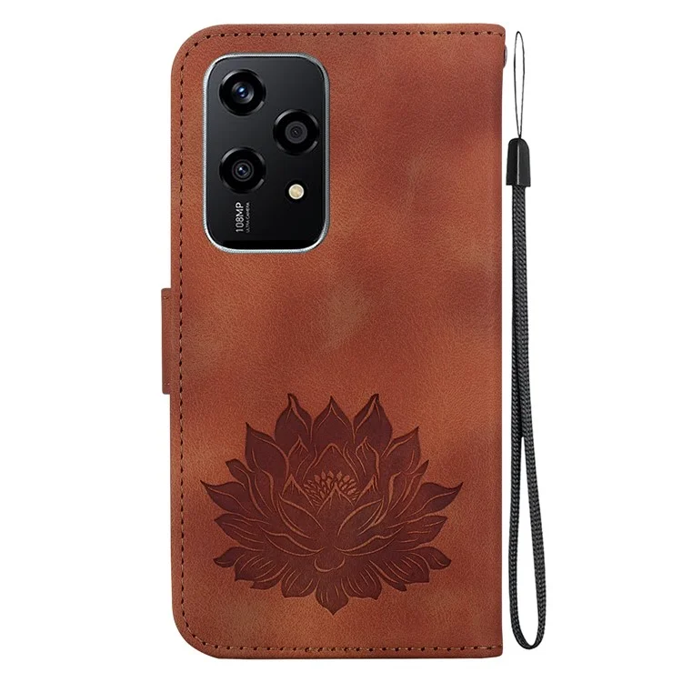 Pour Honor 200 Lite Case Lotus Imprint Leather Wallet Phone Cover - Brun