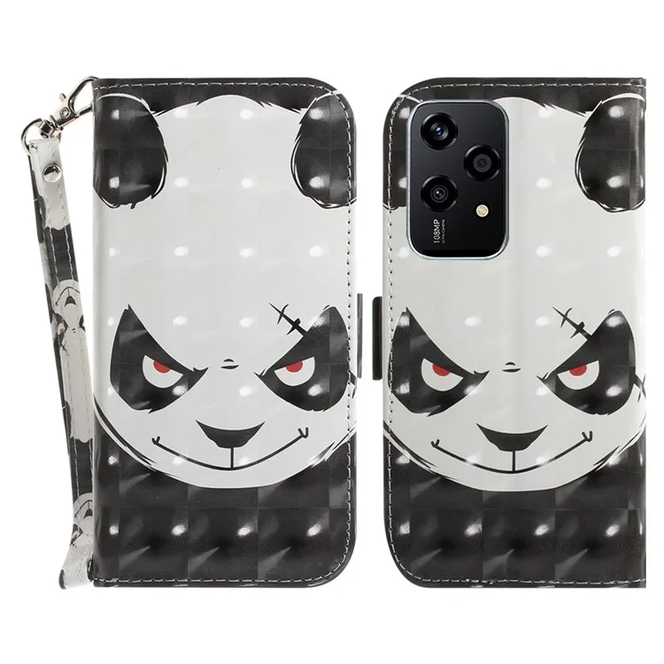 For Honor 200 Lite Stand Case Pattern Print PU Leather Wallet Phone Cover - Angry Panda