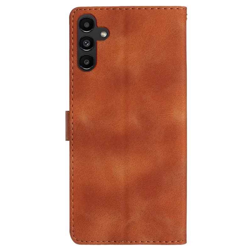 For Samsung Galaxy S24 FE Case PU Leather Flower Imprinted Wallet Protective Cover - Brown