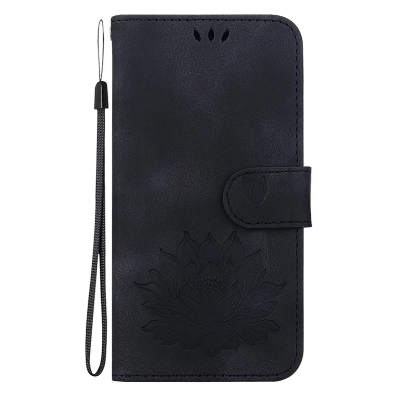 For Honor 200 5G Wallet Case Lotus Imprint Leather Stand Phone Cover - Black