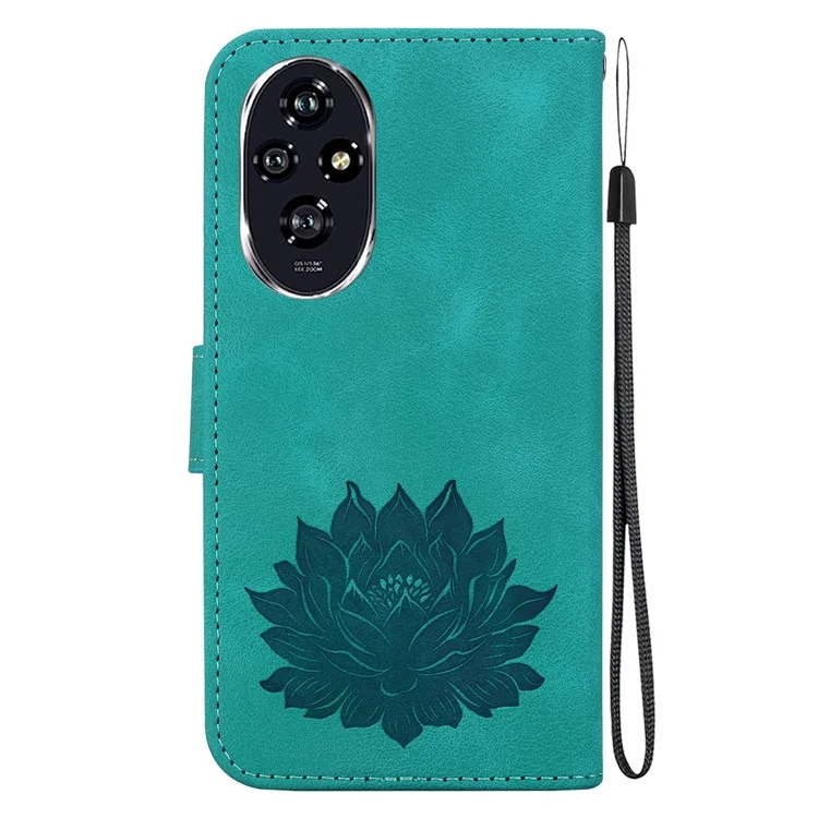 For Honor 200 5G Wallet Case Lotus Imprint Leather Stand Phone Cover - Green
