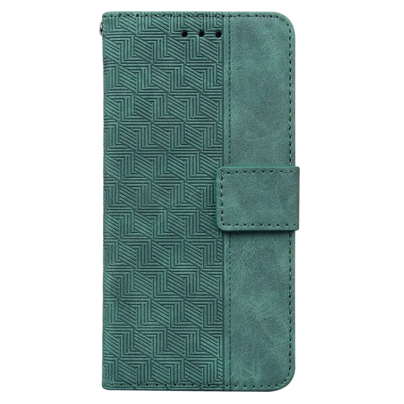 For Honor 200 5G Leather Case Geometry Imprint Wallet Phone Cover with Strap - Green