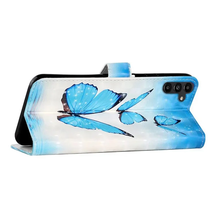 For Samsung Galaxy S24 FE Case 3D Pattern Printed Leather Phone Cover Card Holder - Three Butterflies