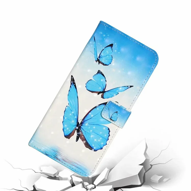 For Samsung Galaxy S24 FE Case 3D Pattern Printed Leather Phone Cover Card Holder - Three Butterflies
