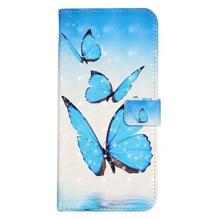 For Samsung Galaxy S24 FE Case 3D Pattern Printed Leather Phone Cover Card Holder - Three Butterflies