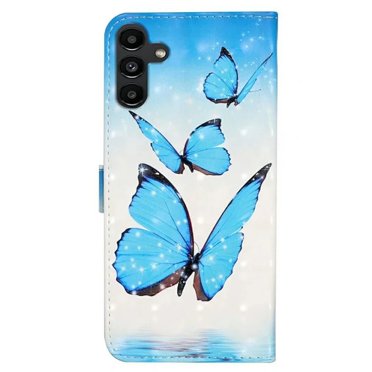 For Samsung Galaxy S24 FE Case 3D Pattern Printed Leather Phone Cover Card Holder - Three Butterflies