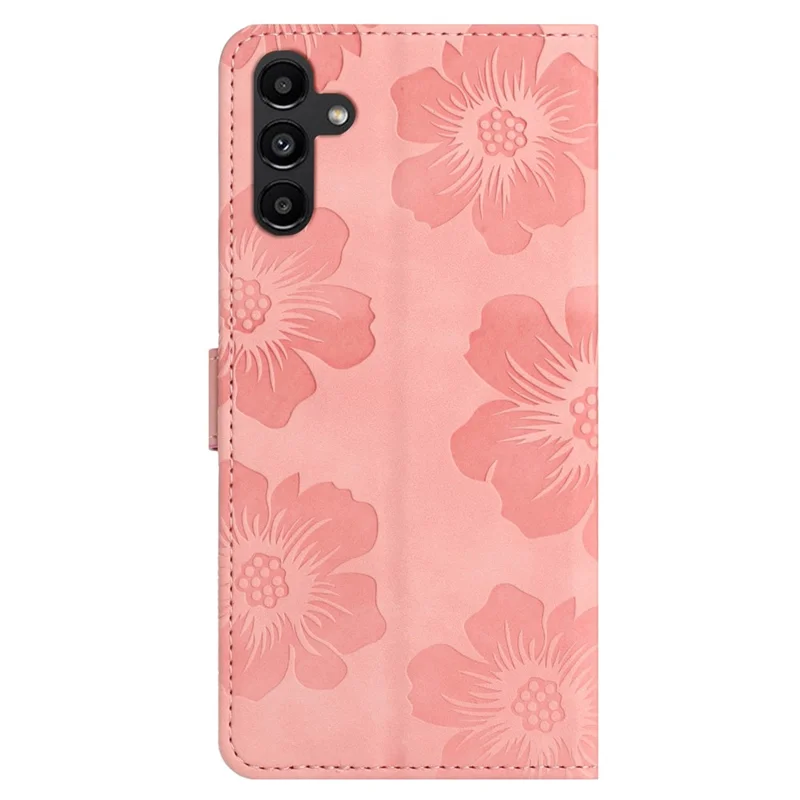 For Samsung Galaxy S24 FE Case Leather Floral Imprinted Flip Stand Phone Cover - Pink