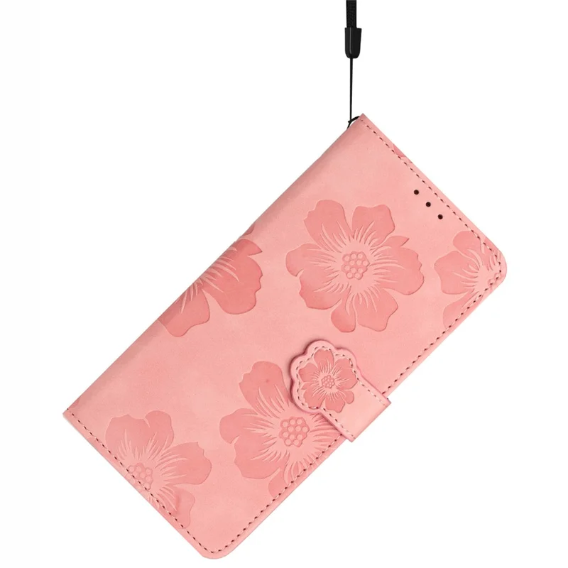 For Samsung Galaxy S24 FE Case Leather Floral Imprinted Flip Stand Phone Cover - Pink