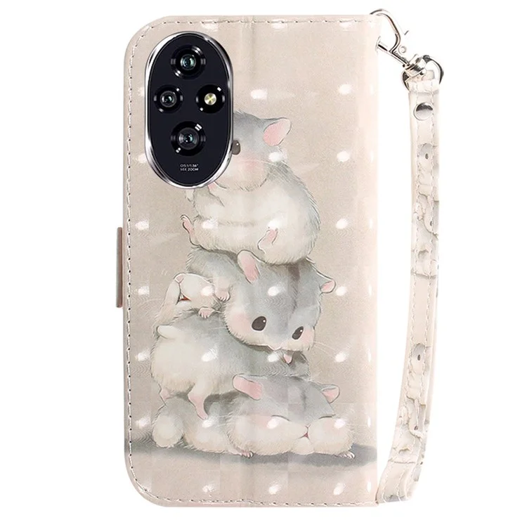 For Honor 200 5G Case Pattern Print PU Leather Wallet Stand Phone Cover - Stacking Squirrels