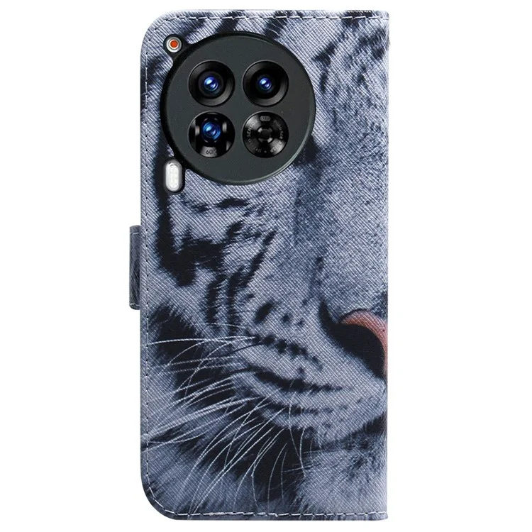 Für TECNO Camon 30 Premier 5G Handyhülle Muster Druck Anti-Drop PU-Leder Flip Wallet Hülle - Tiger