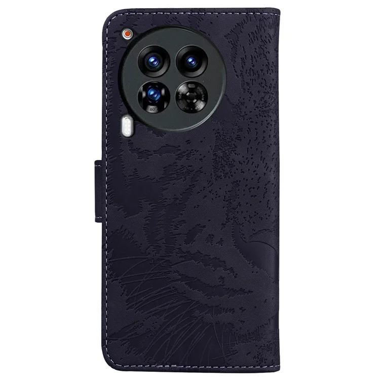 Für TECNO Camon 30 Premier 5G Wallet Case Tiger Prägung Leder Schutzhülle - Schwarz
