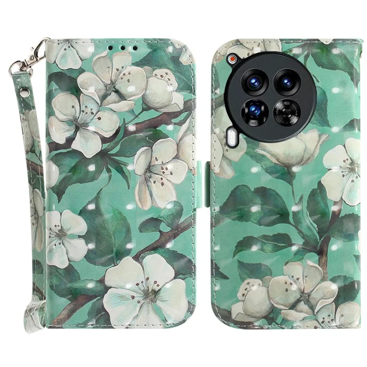 Per TECNO Camon 30 Premier 5G Case Pattern Print PU Leather Wallet Phone Cover - Fiori ad Acquerello