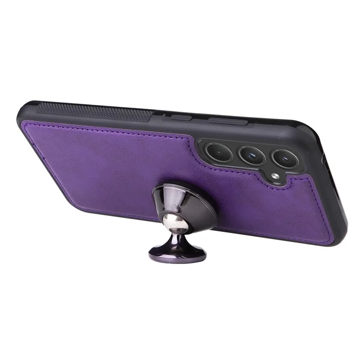 For Samsung Galaxy A55 5G Magnetic Leather Case Mobile Cover with Detachable Zipper Wallet Strap - Purple