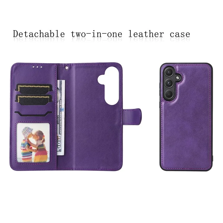 KT Lederreihe-3 für Samsung Galaxy A55 5G Hülle PU-Leder Abnehmbare Flip Wallet Phone Cover - Lila